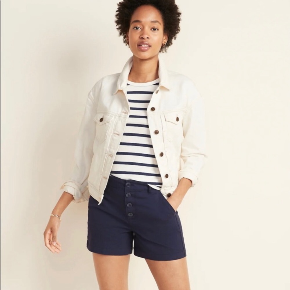 Old Navy Cropped Off-White Jean Jacket